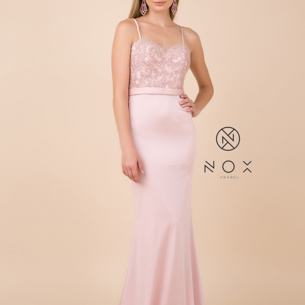 Rose Spaghetti Straps Evening Long Dress